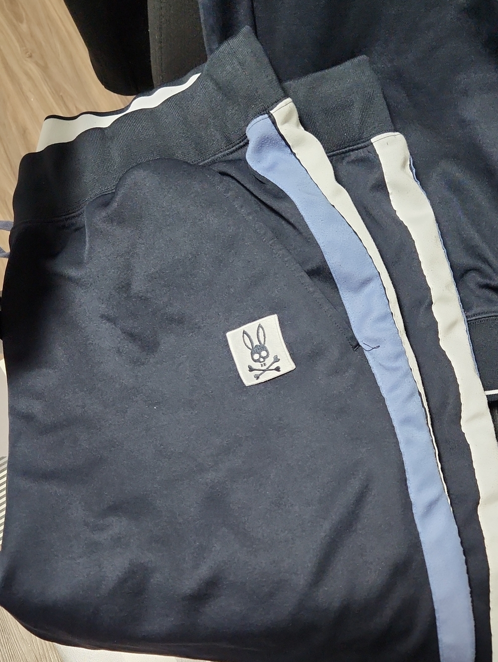 Psycho Bunny Men's Navy Daniel Side Stripe Track Pants - Picture 2 of 7